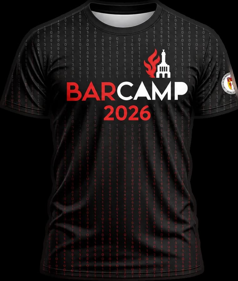 Frente del poloche con el logo Barcamp 2026