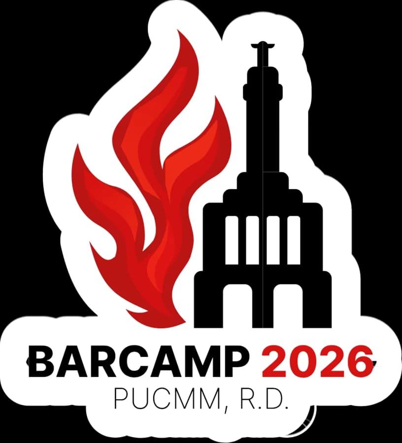 Sticker blanco de Barcamp 2026